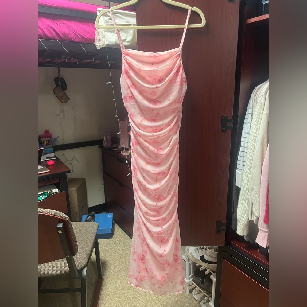 pink flowered dress